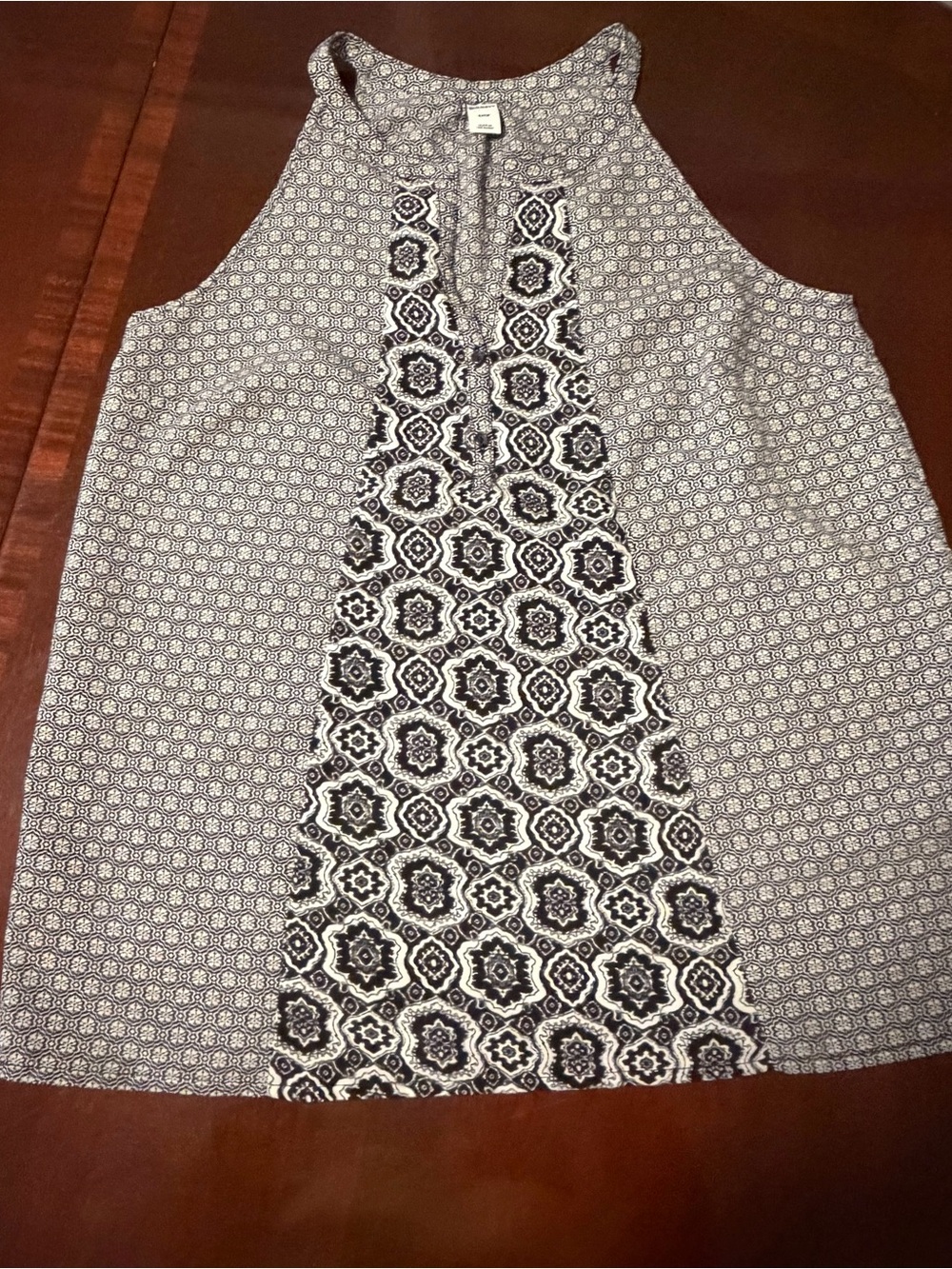 Old Navy Navy and White Printed Halter Tank Top